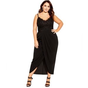 City Chic Black Touch of Lace Dress NWT